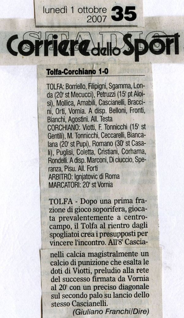 corriere dello sport 01/10/2007